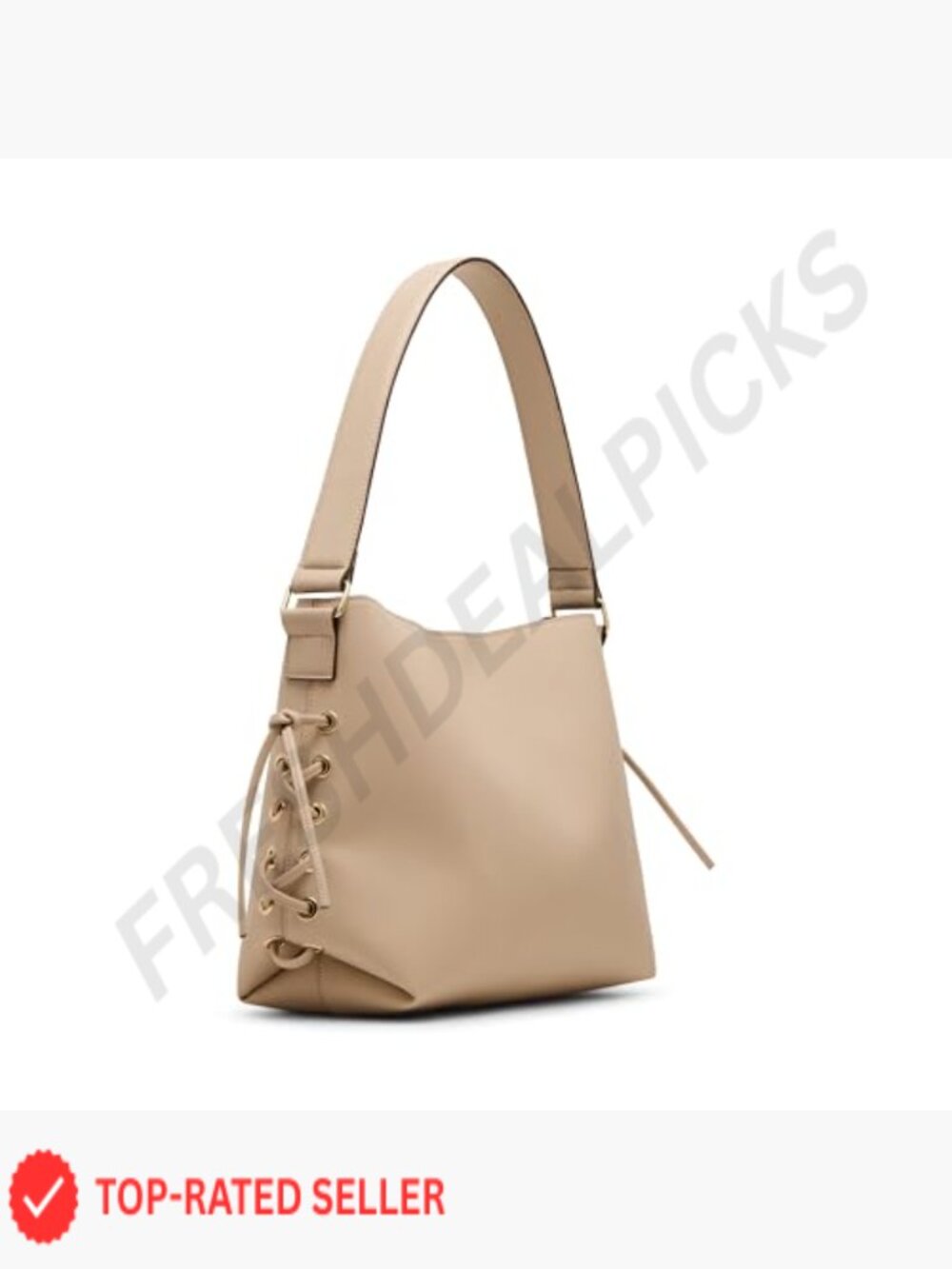Spacious Hobo Bag with Whipstitch Detailing Shoulder Strap Oval Shape Medium - Picture 2 of 5